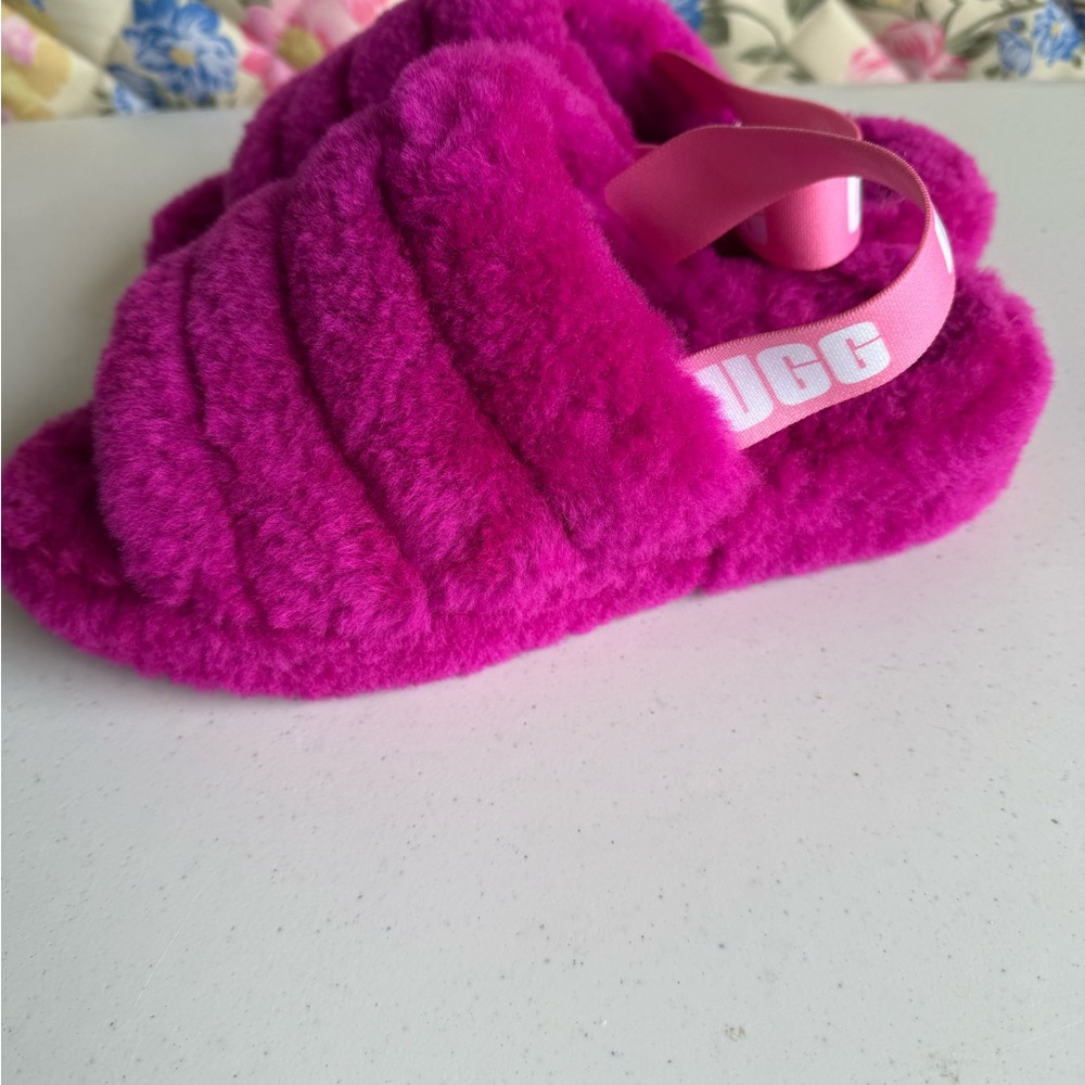 UGG Pink Plush Slippers Cozy Indoor Comfort